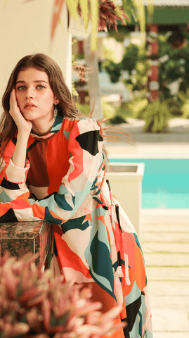 Retro Side-laced Maxi Dress - AREEJ | Online