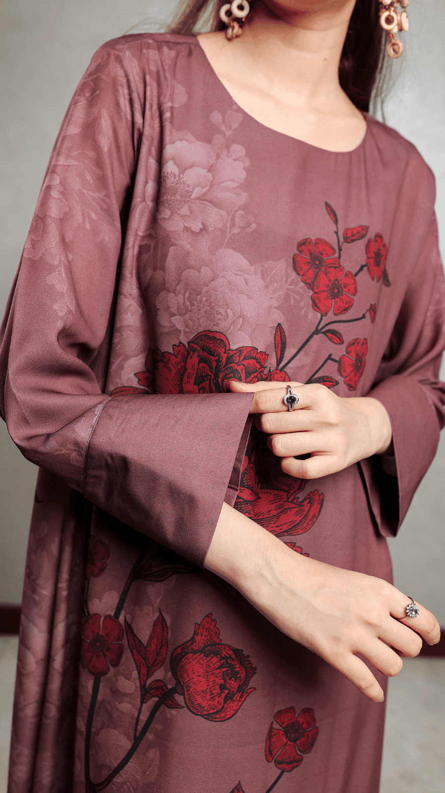 Brown Floral Motif Maxi - AREEJ | Online
