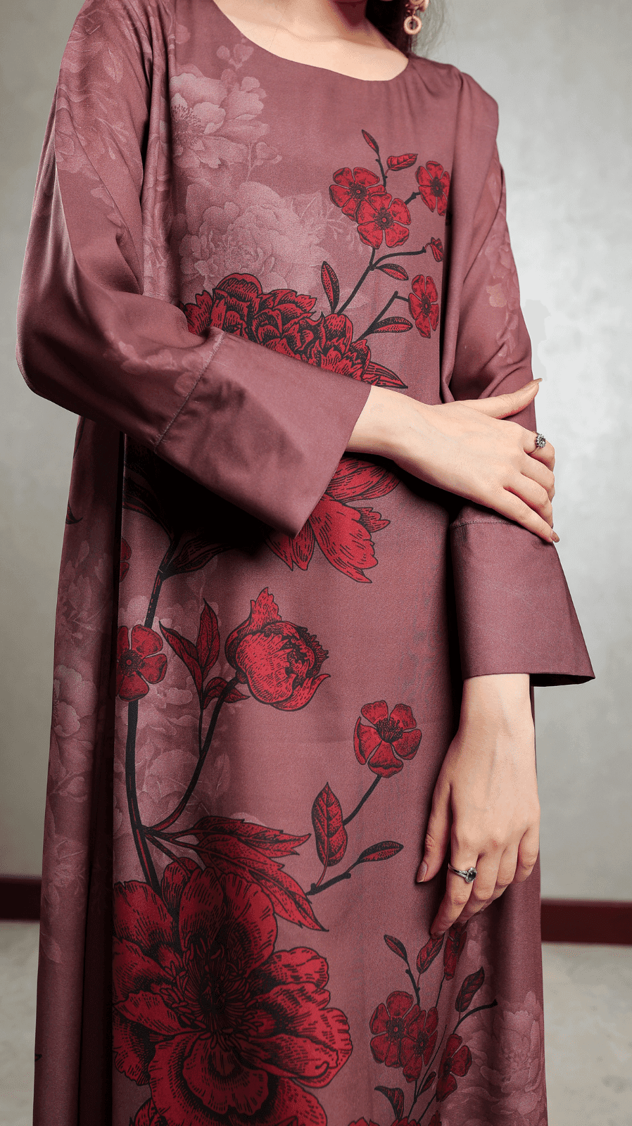 Brown Floral Motif Maxi - AREEJ | Online