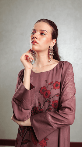 Brown Floral Motif Maxi - AREEJ | Online