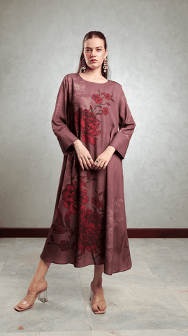Brown Floral Motif Maxi - AREEJ | Online