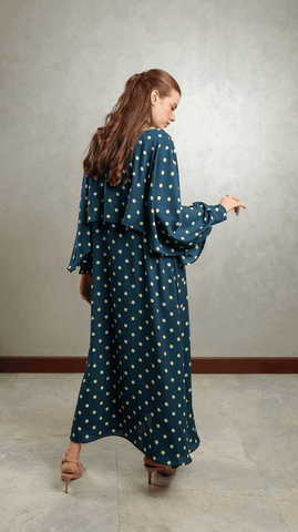 Blue Polka Overlap Maxi - AREEJ | Online