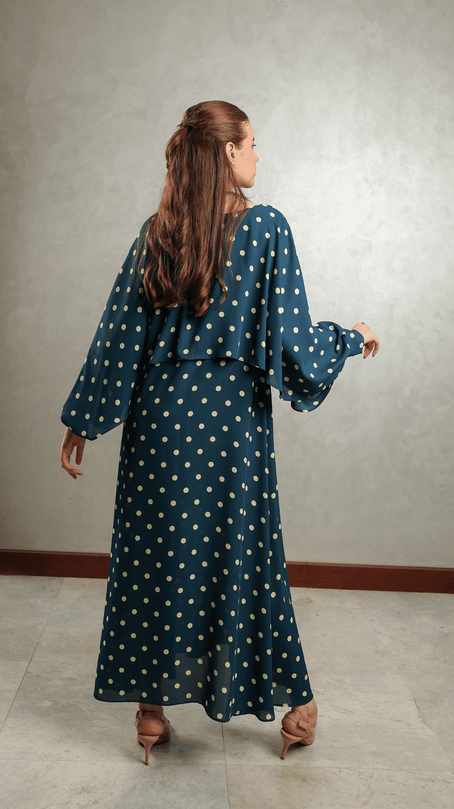Blue Polka Overlap Maxi - AREEJ | Online