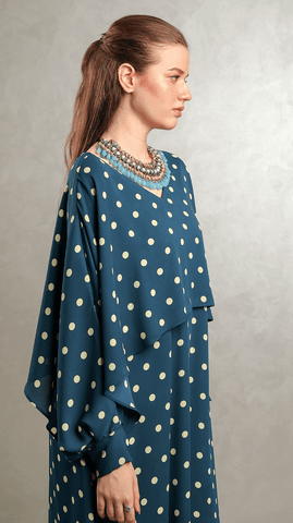 Blue Polka Overlap Maxi - AREEJ | Online