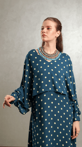 Blue Polka Overlap Maxi - AREEJ | Online