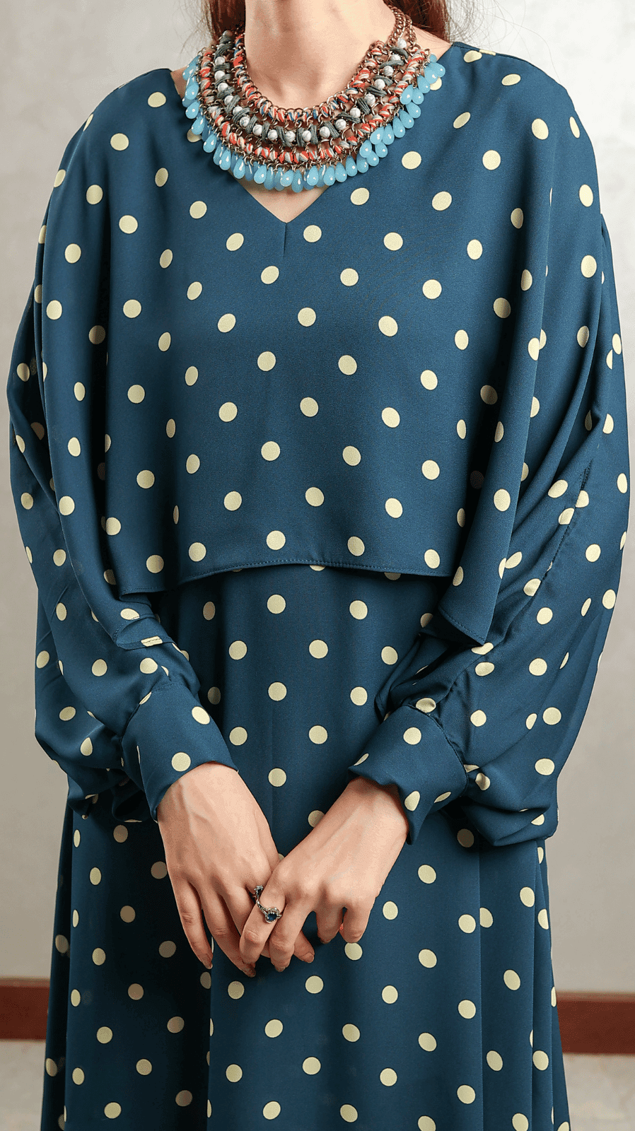 Blue Polka Overlap Maxi - AREEJ | Online