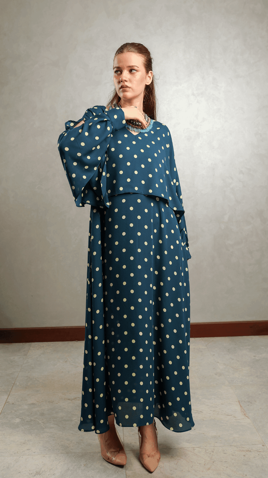 Blue Polka Overlap Maxi - AREEJ | Online