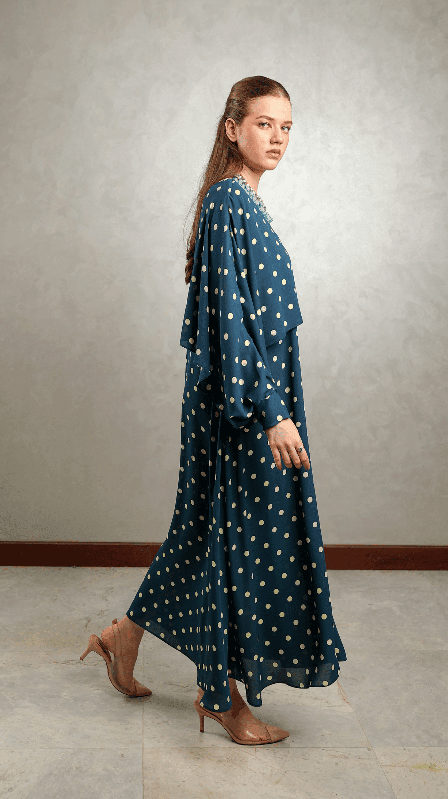 Blue Polka Overlap Maxi - AREEJ | Online