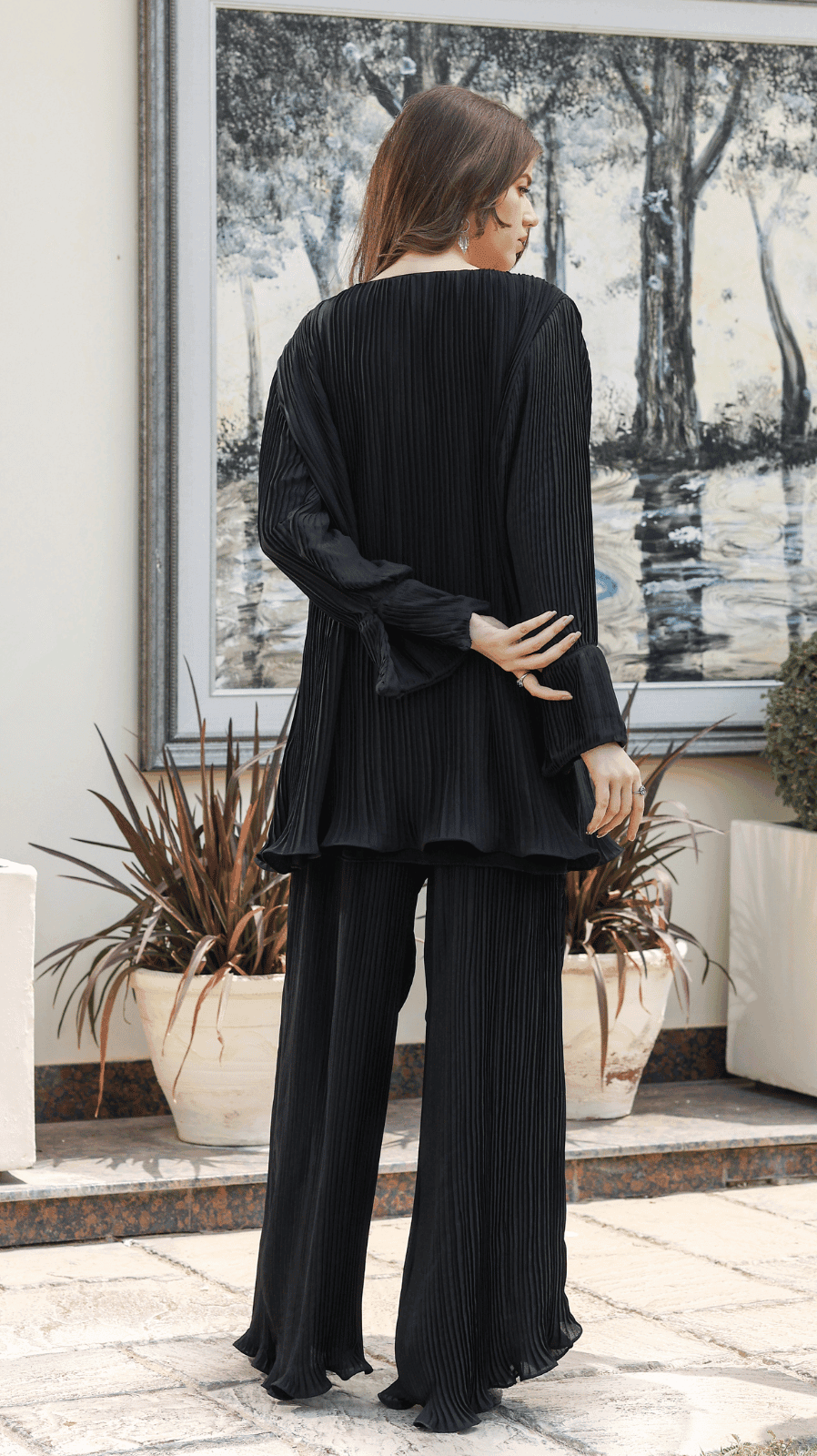 Black Pleated Co-Ord Set - AREEJ | Online