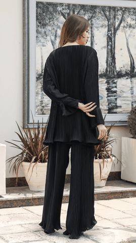 Black Pleated Co-Ord Set - AREEJ | Online