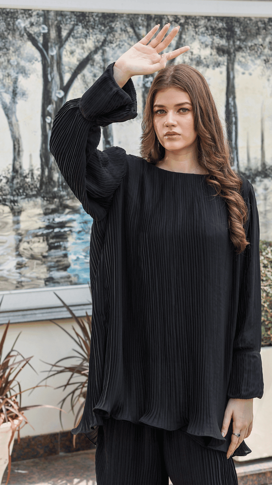 Black Pleated Co-Ord Set - AREEJ | Online
