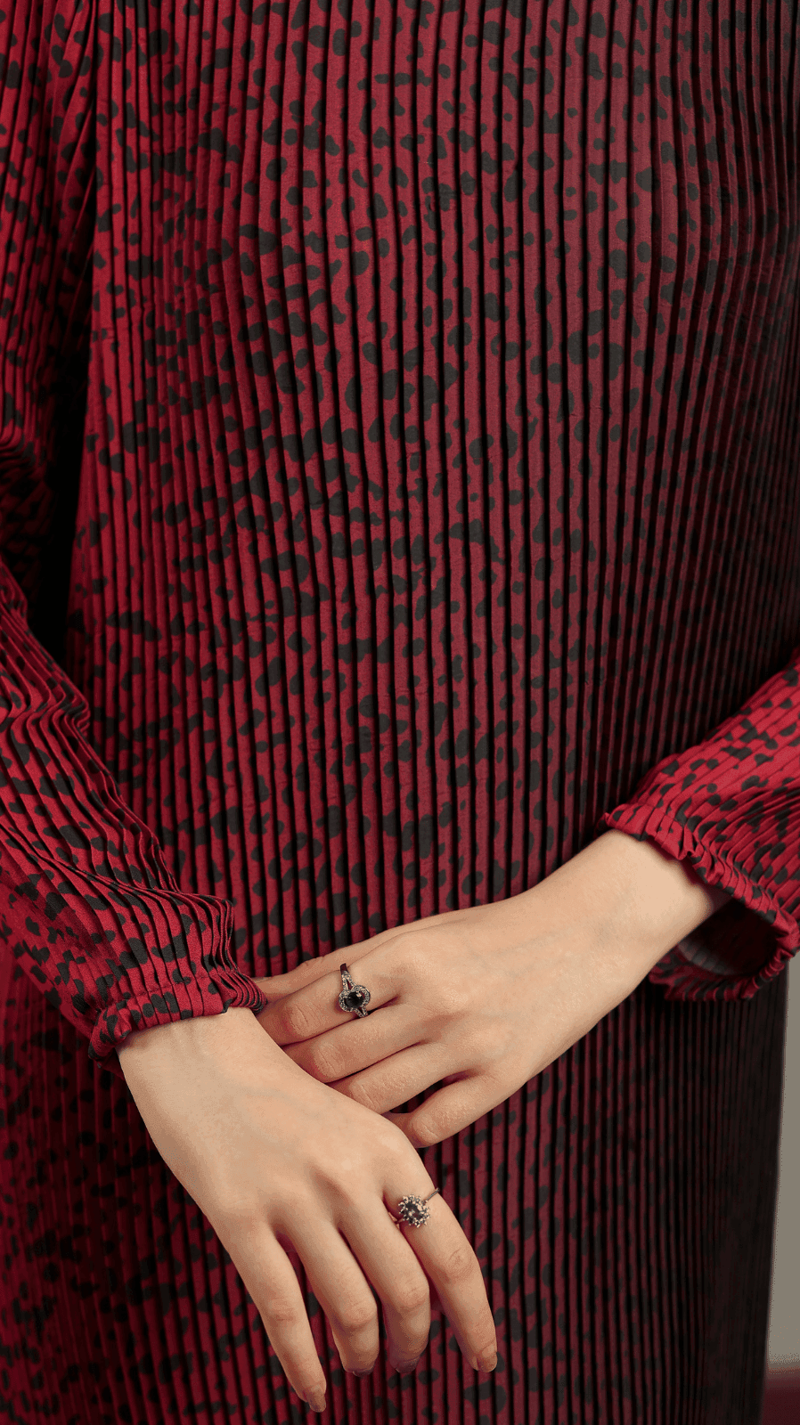 Maroon Leopard Pleated Maxi - AREEJ | Online