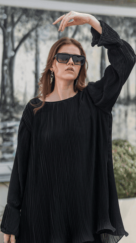 Black Pleated Co-Ord Set - AREEJ | Online