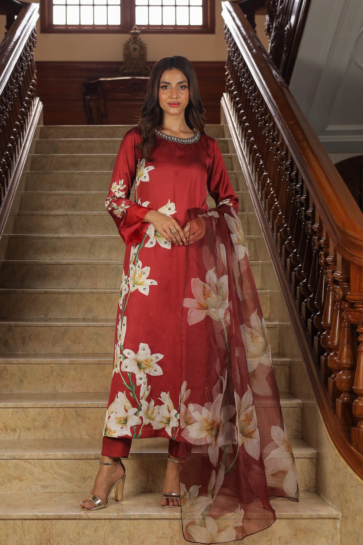 Gia Hand Embellished Long Dress