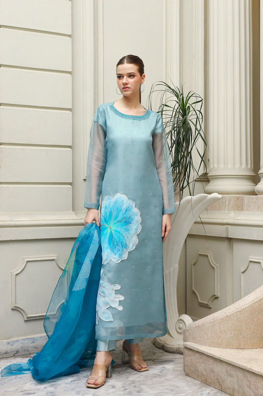 Azzurra Hand Embellished Long Dress