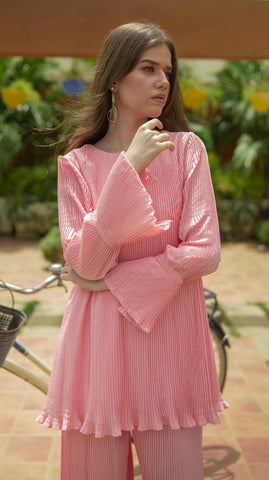 Pink Pleated Co-Ord Set - AREEJ | Online