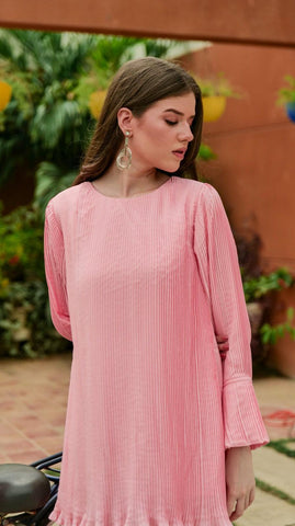 Pink Pleated Co-Ord Set - AREEJ | Online