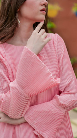 Pink Pleated Co-Ord Set - AREEJ | Online