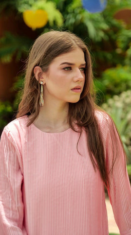 Pink Pleated Co-Ord Set - AREEJ | Online