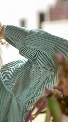 Saga Green Pleated Co-Ord Set - AREEJ | Online