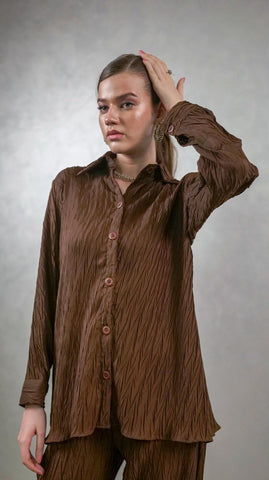 Brown Front Buttons Co-Ord Set - AREEJ | Online