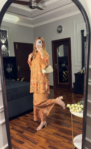 Copper Lilly Co-Ord Set (2-PC Stitched)
