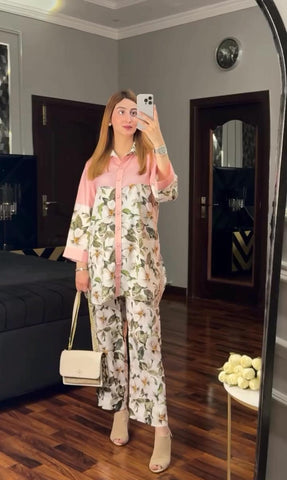 Fleur Soft Pink Co-Ord Set (2-PC Stitched)