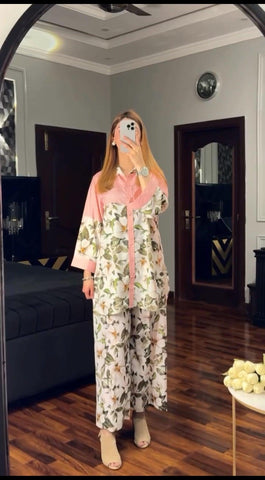 Fleur Soft Pink Co-Ord Set (2-PC Stitched)