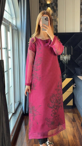 Rosa Rouge Chiffon Long Shirt