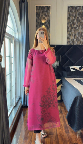 Rosa Rouge Chiffon Long Shirt